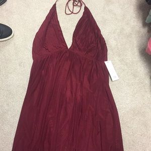 Red open back cocktail dress